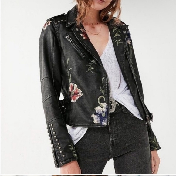 Blank NYC Jackets & Blazers - BLANK NYC Vegan Leather embroidery jacket